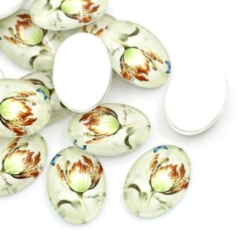 Скляний кабашон "Рослига", 13x18мм, 1 шт.