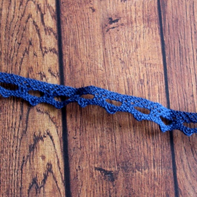 Мереживо зубчики, бавовняне, колір темно-синій, ширина 12 мм, 90 см