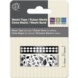 Паперовий скотч Washi Tape Black and White, довжина 16 м, ширина 10 - 15 мм, 2 шт.