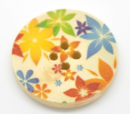 Дерев’яний ґудзик Multicolor Flower Pattern B15464, діаметр 3 см, 1 шт.