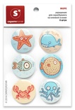 Набір самоклейних фішок для скрапбукінгу "Море", 6 шт.
