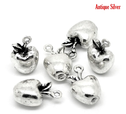 Металева прикраса/ підвіска "Яблуко", 19x12м, античне срібло, 1 шт.