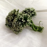 Гілочки декоративні з квітами-кульками у цукровій присипці, колір кремовий, пучок з 12 штук