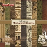 Набор бумаги для скрапбукинга, 15х15см, 170 гр/м Механические иллюзии, 24 листа