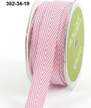 Стрічка Twill and Stripes, MAUVE, колір рожевий/білий, ширина 1,9 см, довжина 90 см