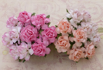 Садовая роза, цвет 4 розовых оттенка, диаметр - 25мм, 20 шт.