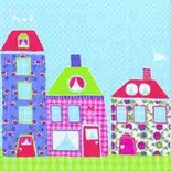 Серветка "Казкові будиночки", колір блакитний, 33х33см, 1 шт.