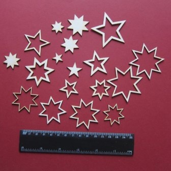 Чипборд від Вензелик - Набір зірочок, розмір чіпборду: від 16*17 до 55*55 мм