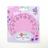 Набір серветок ажурних круглих ТМ Santi, колір рожевий, діаметр 9 см, 12 шт.