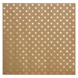 Крафт-картон с золотым тиснением - Звезды - Bazzill Foiled Kraft Cardstock - Gold Stars, размер 30х30, 1 лист
