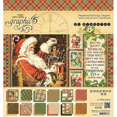 Набор скрапбумаги Graphic 45 - St Nicholas - Pad, 20х20 см, двусторонняя, 12 листов