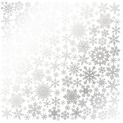 Аркуш одностороннього паперу з фольгуванням Silver Snowflakes White, ТМ Fabrika Decoru