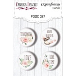 Набір скрап-фішок 4шт. Tenderness and love EN 387, ТМ Фабрика Декору