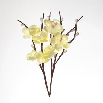 Квіти вишні на гілці, тканини, кремово-жовті, 2 шт.