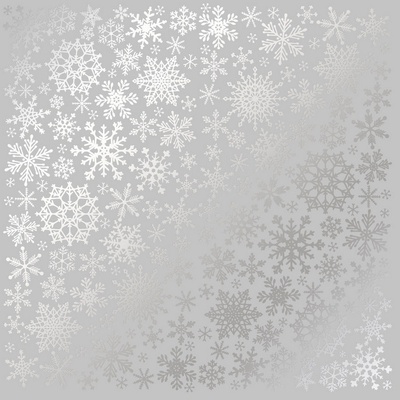 Аркуш одностороннього паперу з фольгуванням Silver Snowflakes Gray, ТМ Fabrika Decoru
