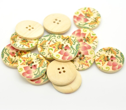 Дерев’яний ґудзик Multicolor Butterfly Pattern B15465, діаметр 3 см, 1 шт.