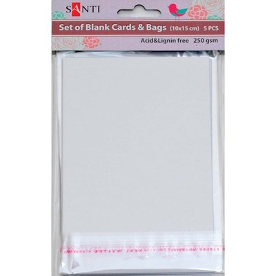 Набор белых перламутровых заготовок для открыток, 10см*15см, 250г/м2, 5шт., ТМ Santi