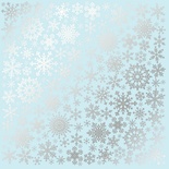Аркуш одностороннього паперу з фольгуванням Silver Snowflakes Blue, ТМ Fabrika Decoru