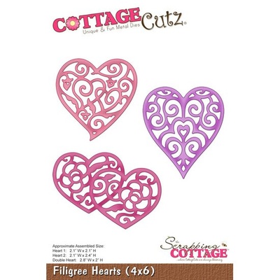 Ніж для вирубки CottageCutz - Filigree Hearts, 10x15см