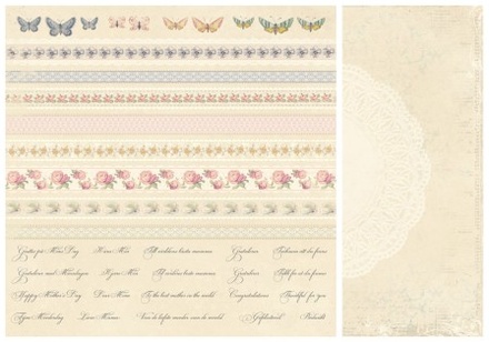 Аркуш двостороннього паперу для скрапбукінгу від Pion Design - Borders - For Mother, 30x30