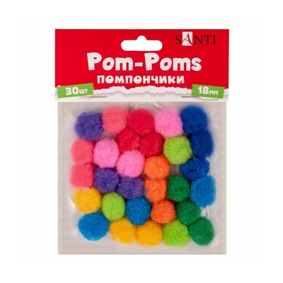 Помпони SANTI кольорові 18мм 30 шт.