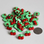 Ґудзик "Вишенька", колір червоний з салатовим, 1 шт.