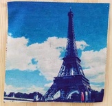Картинки на льоні - Ейфелева башта на блакитному, арт.019, 20x20см