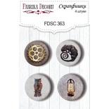 Скрап-фішки набір 4шт. Grunge & Mechanics #363, ТМ Fabrika Decoru