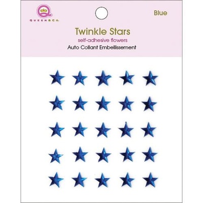 Кристали на клейовій основі Queen & Co - Twinkle Self-Adhesive Embellishments Stars/Blue
