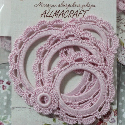 Набір рамочок для фотографій від Allmacraft, круглі, колір рожевий, 4 шт.