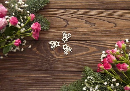 Чипборд от WOODchic - Набор Звездочки с елью, 3 шт., 2.5х3 см