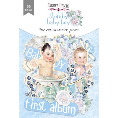 Набір висічок для скрапбукінгу, колекція Shabby baby boy Redesign, 55шт., ТМ Фабрика Декору