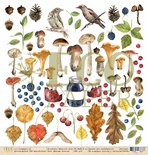 Лист односторонней бумаги для скрапбукинга от EcoPaper - "Лесные жители" из коллекции "Осенний лес", 30.5х30.5