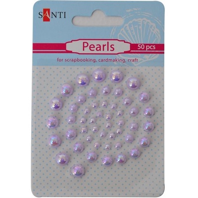 Набір перлин самоклейних бузкових райдужних, 50 шт., ТМ Santi