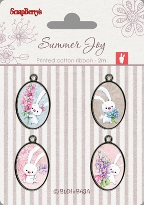 Набор металлических украшений с эпоксидками от Scrapberry's-  Летняя Радость 4, 4шт