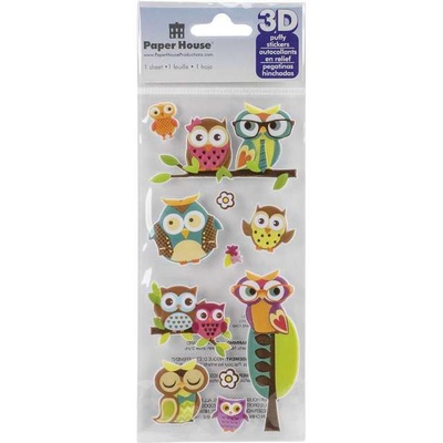 Наліпки від Paper House - Puffy Stickers - Owls, 7,6x16,5см