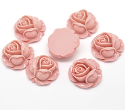 Кабашон "Квітка", колір рожевий, розмір 27x27 мм, 1 шт.