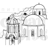 Штамп от Питерского Скрапклуба - Греция. Синие Крыши, 6х5.3 см