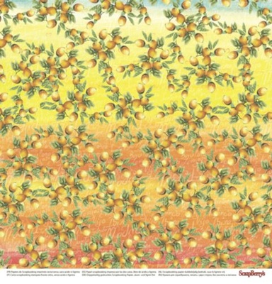 Бумага для скрапбукинга от ScrapBerry's - Средиземноморье - Цитрусовый сад, 30,5х30,5 см, 190 гр/м, двусторонняя