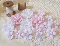 Набір квітів з тканини, 2,5 см - 4,5 см (15шт.)