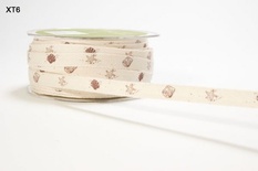 Стрічка Ivory Twill / PRINT - Brown SEA SHELLS, ширина 9,5мм, довжина 90 см