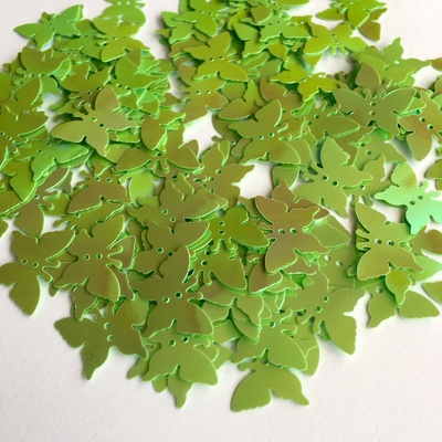 Пайетки-бабочки, плоские, 17 мм, цвет зеленый с перламутром, 30 штук в упаковке