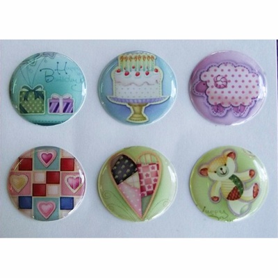 Готові епоксидні прикраси - наліпки "Свято", діаметр 2,5см, 6 штук