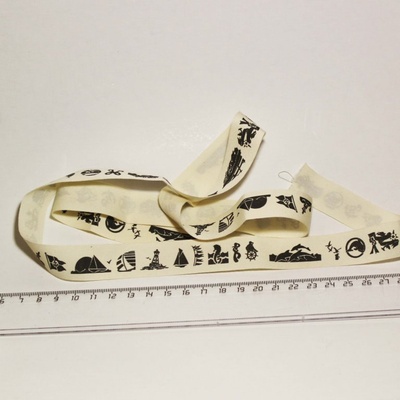 Стрічка від Thailand - Black Print Cotton Ribbon Label String-25 Different Patterns, 1 метр