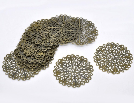 Металева прикраса "Квітка", 5.2см, антична бронза, 1 шт.