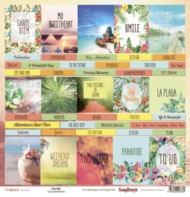 Папір для скрапбукінгу від ScrapBerryʼs - Тропікана - Карточки, AНГ, 30, 5x30,5см, 190 г/м², двосторонній
