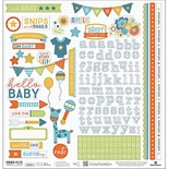 Наклейки от Paper House - Hello Baby Cardstock Stickers - Blue Boy, 30x30 см