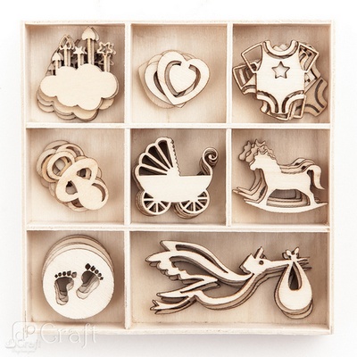 Набір деревʼяних прикрас dpCraft (Dalprint) - Baby, 40 шт.