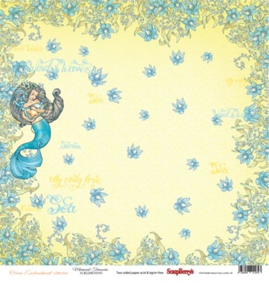 Бумага для скрапбукинга от ScrapBerry's - Сказки моря Песня русалок, двусторонняя, 30,5x30,5 см