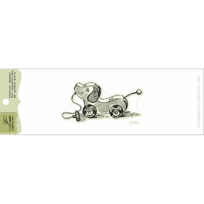 Акриловый штамп Lesia Zgharda D042 Игрушка собачка с шнурочком, размер 5,8х2,8 см.